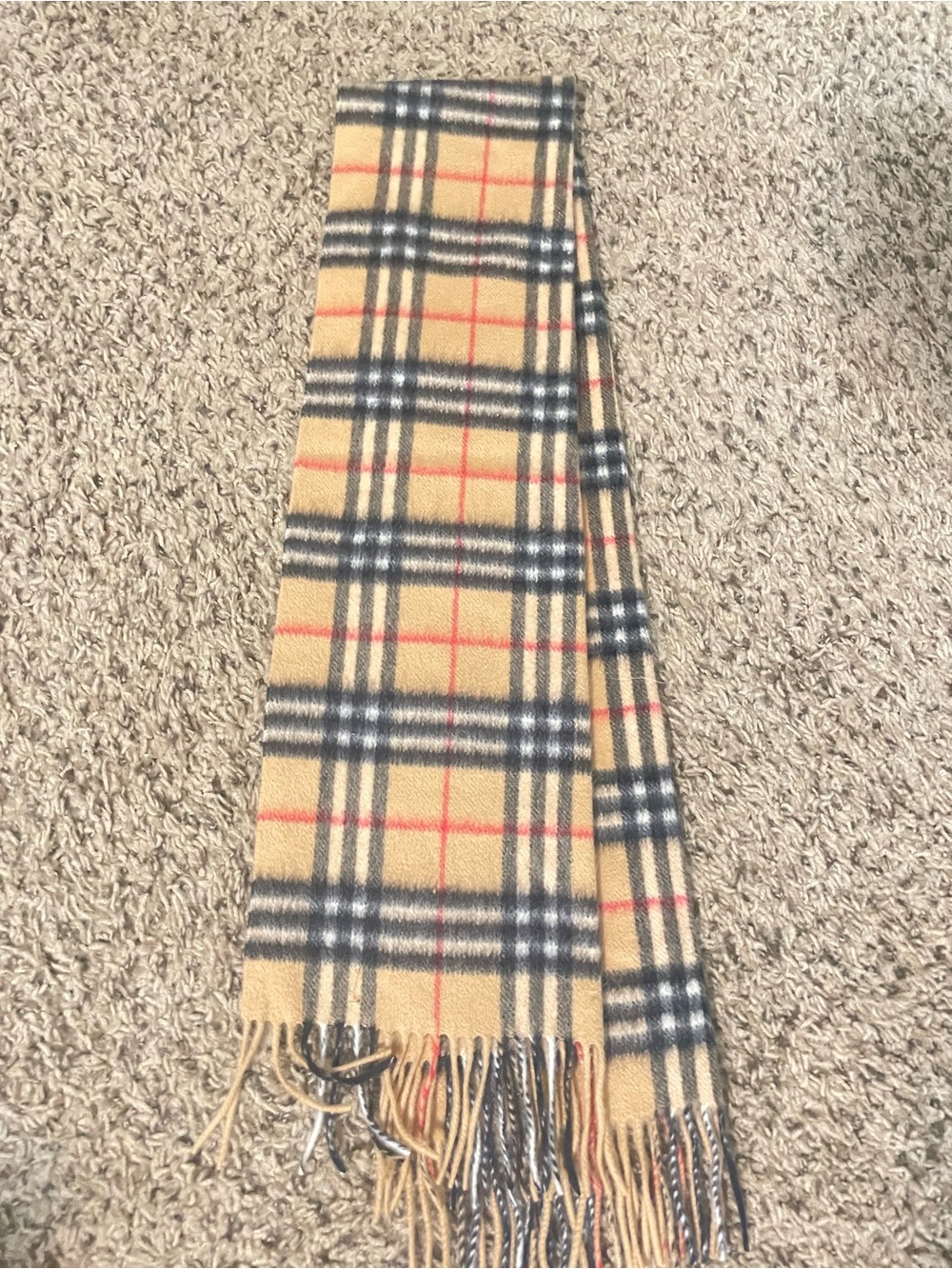Beige Plaid Scarf